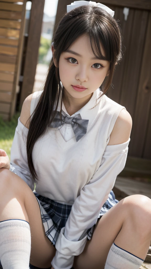 (top-quality、​masterpiece:1.5)、(Photo Real、intricate-detail:1.2)、超A high resolution、absurderes、
1girl in、26-year-old girl、Face with model style makeup、A dark-haired、Semi-long、bow ribbon、Facial light、blush of the nose、
off shoulder t-shirt、Mini skirt 15cm above the knee、
A smile、Small dimples、
Slim waist、Slim Leg、Long leg、
slender and very slender body,,,,,,、
shinny skin、Authentic skin texture、
natural soft light、The best lighting、细致背景、detailed shadow、foco nítido、Depth of field f / 2、
saturated、highly contrast、Strong light and shadow