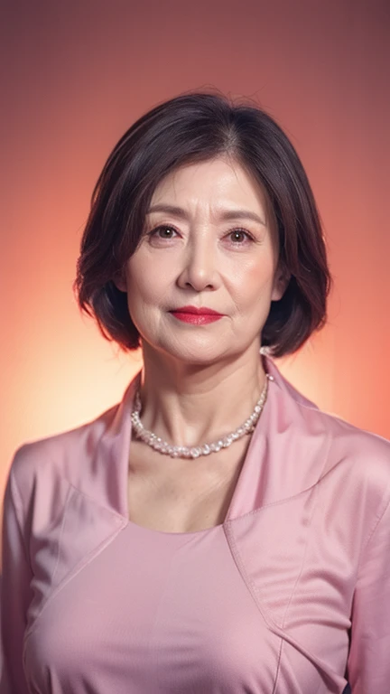 masterpiece, ((Great Focus)), 32K, Beautiful finish, Business Person, Beautiful mature woman, 65-year-old woman, upright, passport photo, Cool look, Red lips, Thin lips, Alluring, round 1, Light from the front,