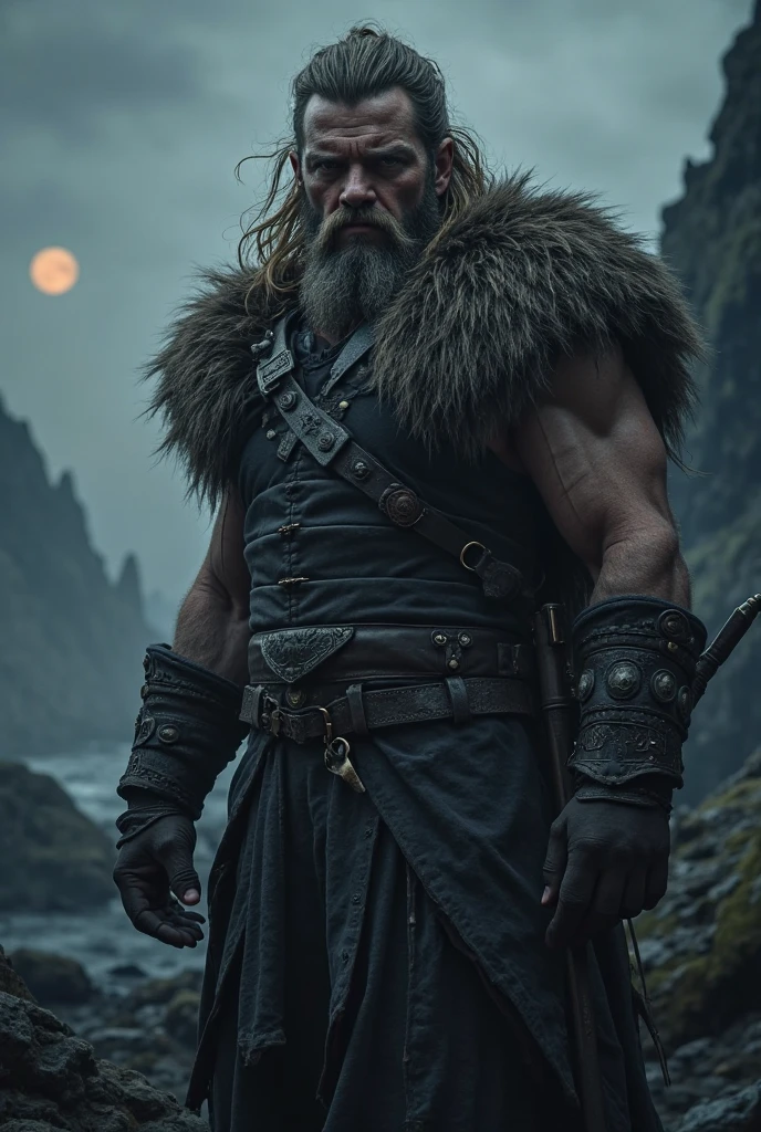 Viking man facing forward without hat