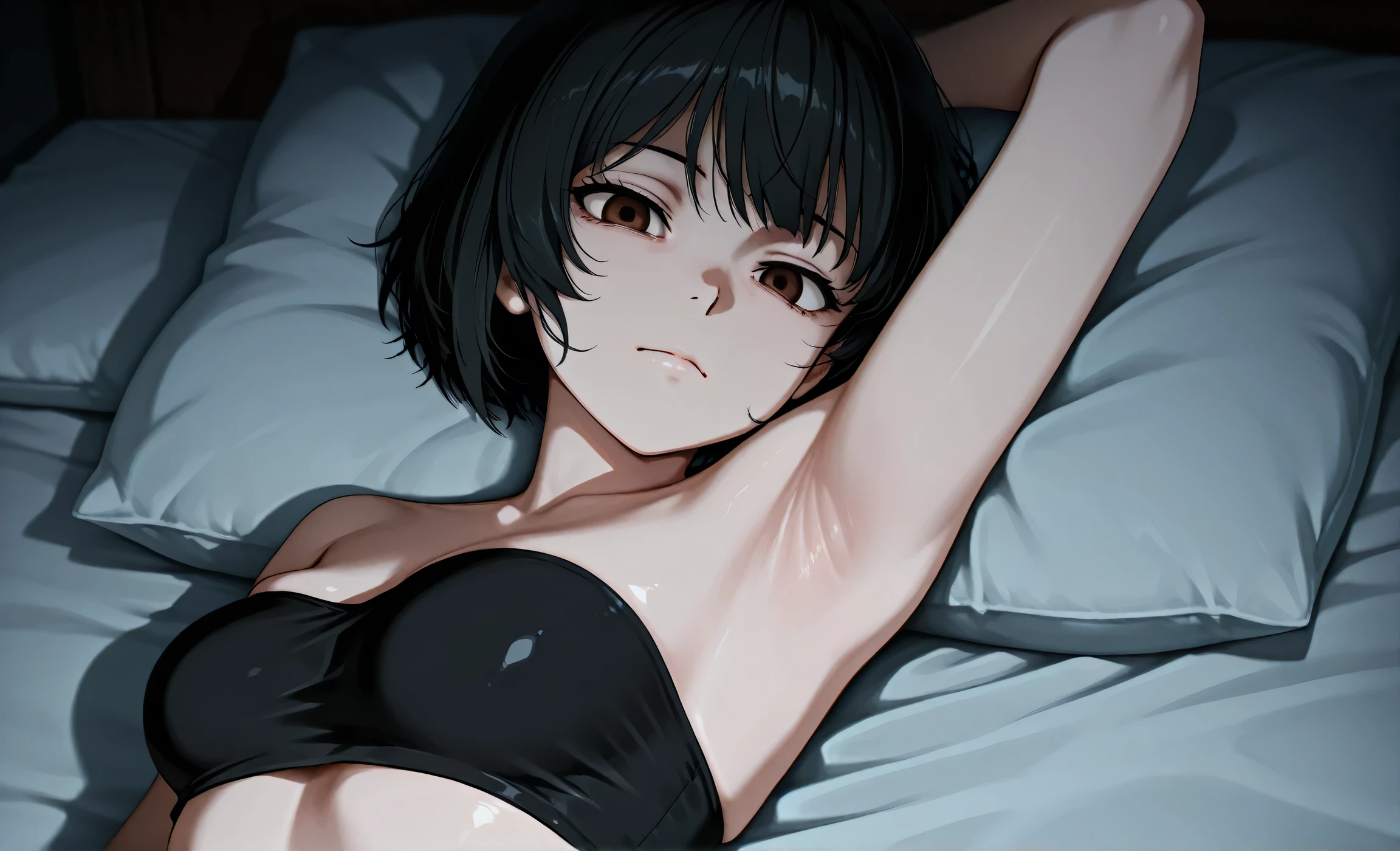 1. Beautiful woman in underwear, short hair, Small breasts,Black Hair, Hospital Beautiful Cute High Quality Sleeping in bed Sleeping Nipples Cute bra Bikini