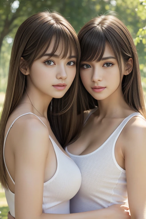 masterpiece:1.2, best quality), realistic, (real picture, intricate details, depth of field), (2heads:1.4), (1girl, solo), highly-detailed, perfect face, (skindentation), perfect thighs, identical faces, long wavy hair, sexy, blushing, Russian, two heads.