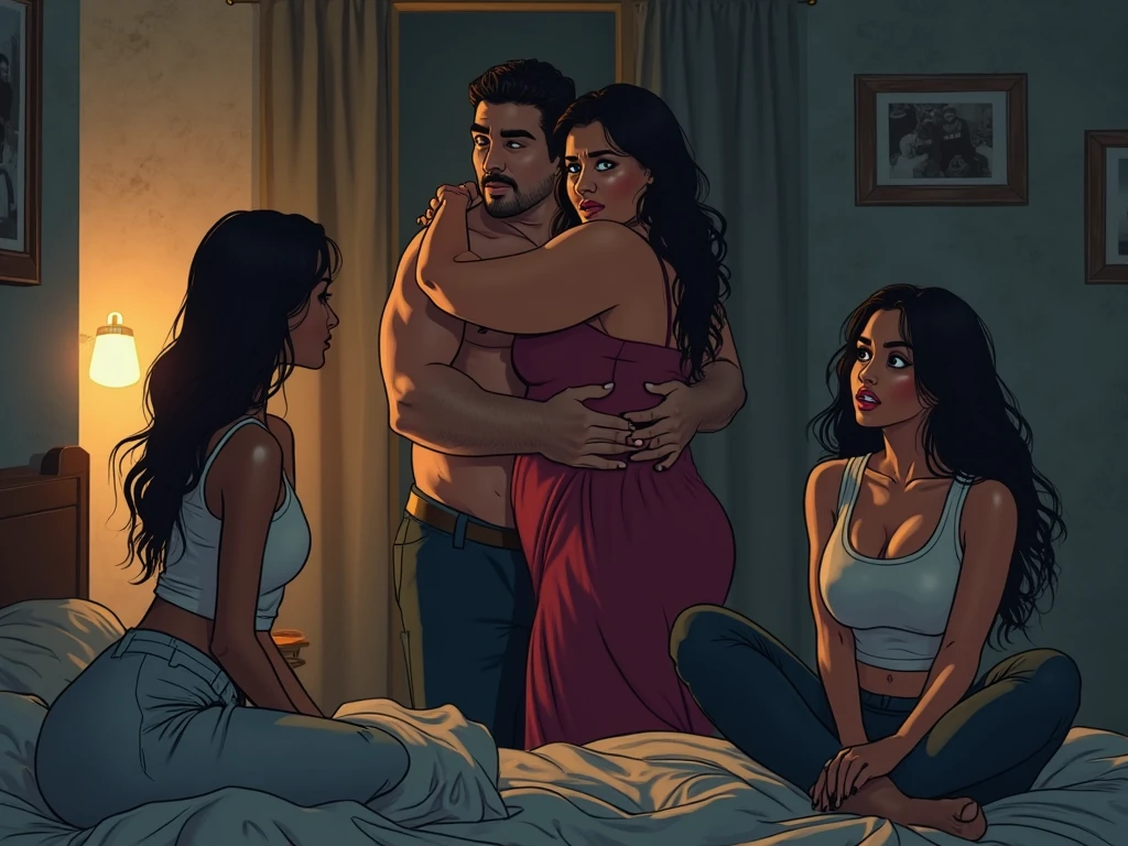 A naked 50 years old Indian mother having sex with a young boy on bed