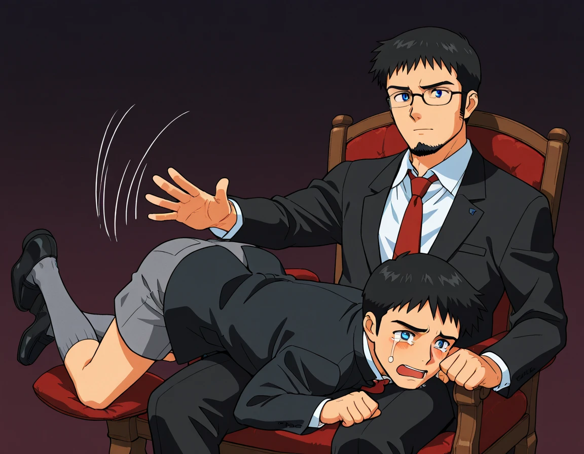 score_9, score_8_wonderful, score_7_wonderful, sauce_anime,free!,Sousuke,Male Focus,1 male,No pants,Red tie,Auction,Long sleeve white shirt,On all fours,Place your hands on the floor,penis,Leash color,View your audience,Squat,Black Hair,Green Eyes,humiliation,Obedience,Sit on the back