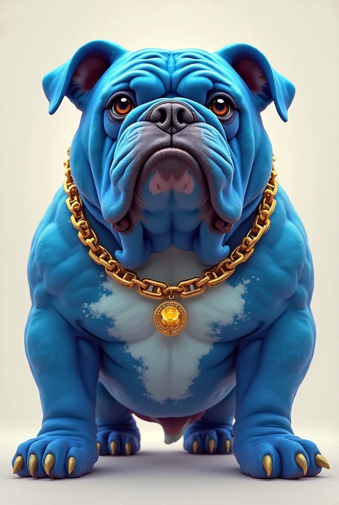 Head of an American Bully Pocket With cropped and small ears On a bodybuilder's body with a champion's medal