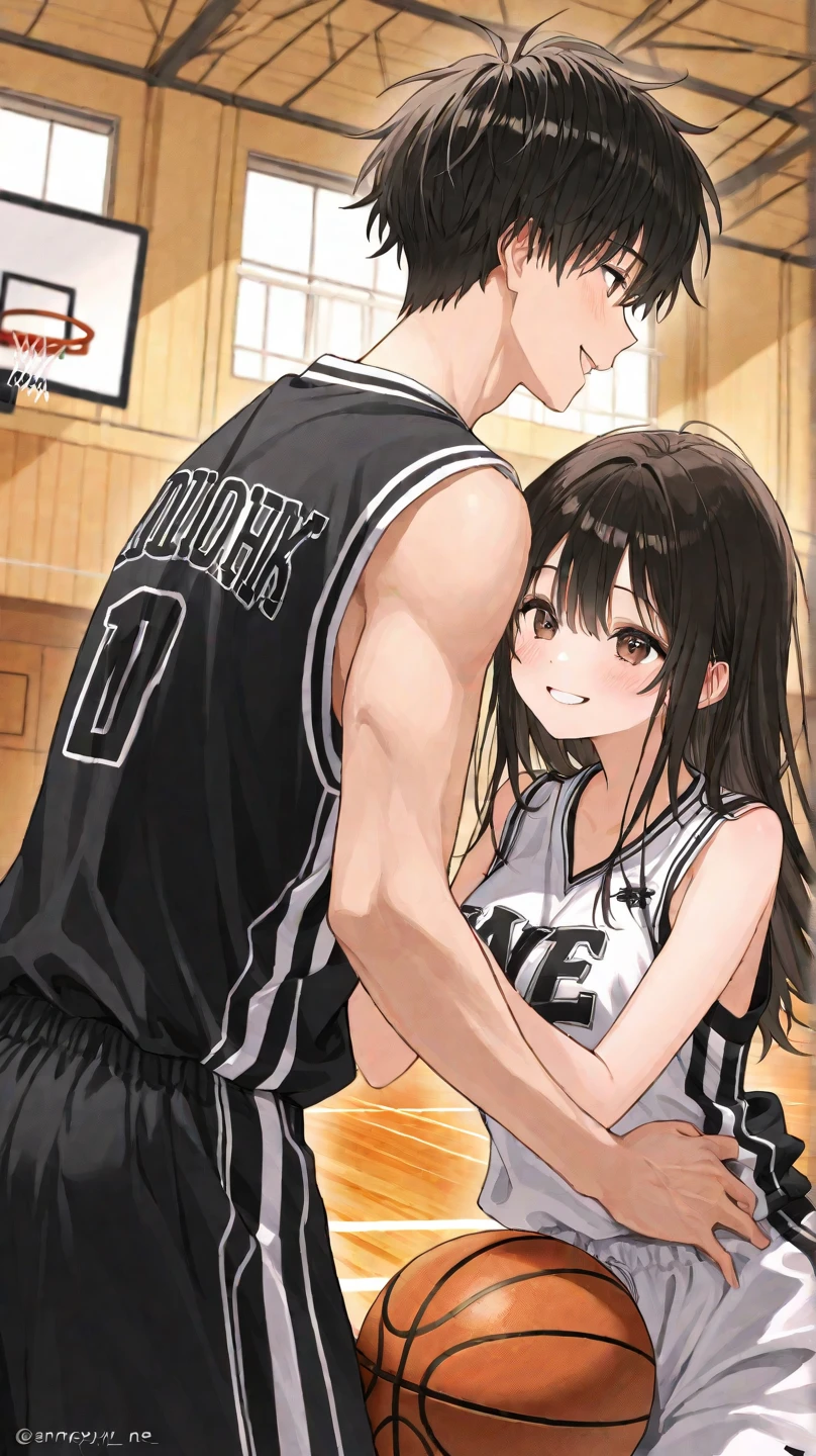 1girl  playing basketball:1.5, (Sweat: 1.2), (Wet), bronde hair, (Panic:1.5) , ( surprised:1.4), Shouting, Girl in gym basketball court, Dynamic Positions, {{big breasts}}, humiliated, Shameful, , embarrassed,, (  Man grabbing her waist:1.3), ,(The man is out of frame:1.5),, , Exciting,ecchi