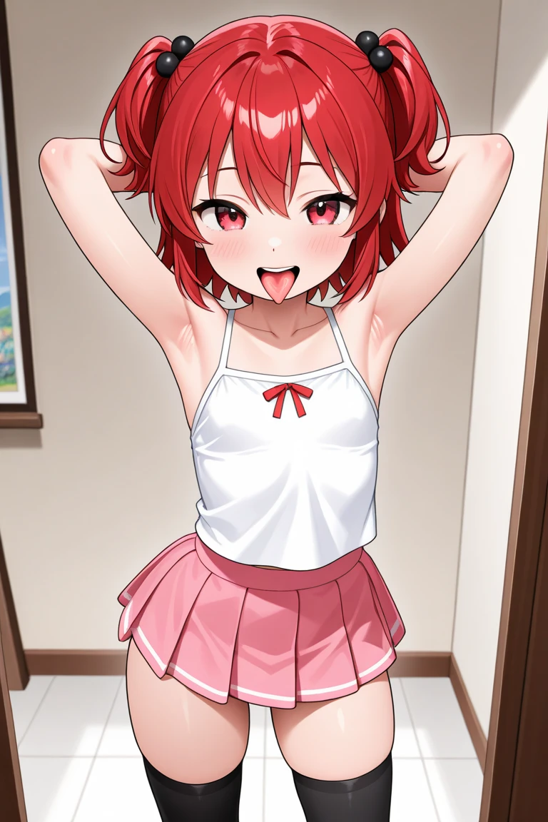 1 girl, graduation bob, straight short hair, mediumvioletred hair, mediumvioletred eyes, big droopy eyes, small beret, selfish, smug face