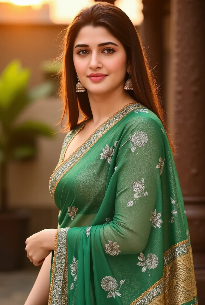 Beautiful pakistani 25 year old girl in beautiful dress, 8K, sharp image, dynamic pose, deep cleavage