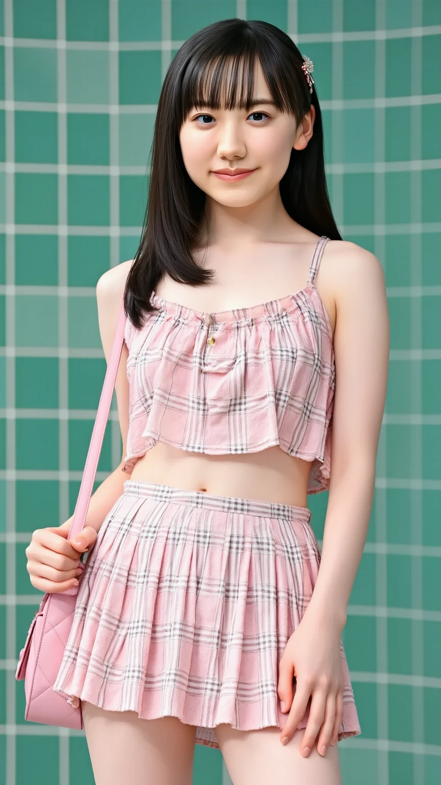Small breastiniskirt only、whole body、whole body像、RAW Photos、Genuine、Genuine、Genuineスティック、RAW Photos、High resolution、Life、No copyright notice Cute,  A 20-year-old girl who is as cute as an idol、Smiling Kindly