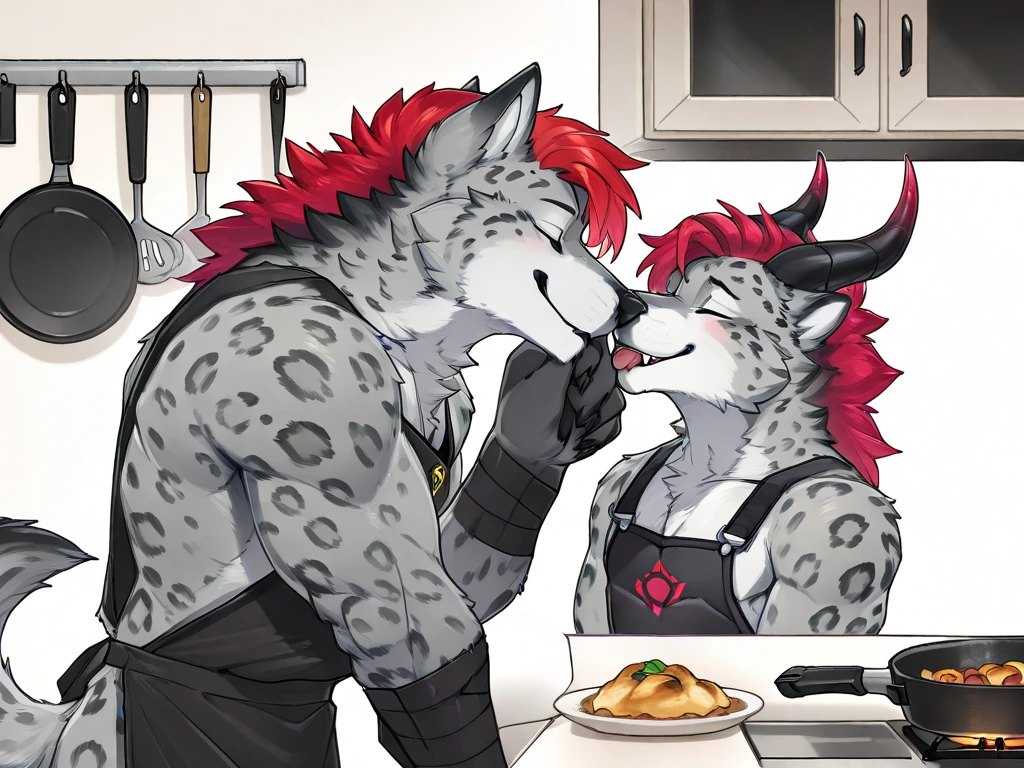Lycanroc,furry,Bust 87,Waist 57,Thigh 86,Good resolution,kitchen,Apron set,ท่าJack-o crouch,Good light and shadow details,shade,sexy body,blushing