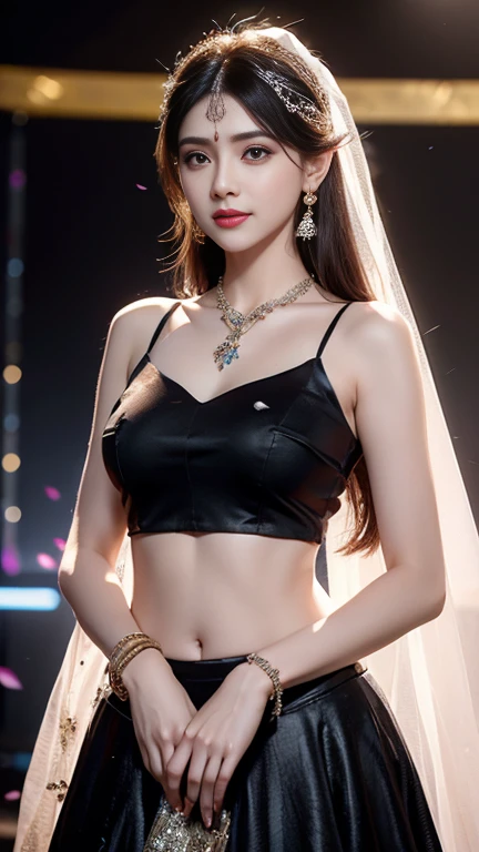 Top quality、High Detail、非常有吸引力of成人美女 杰作, 最好of品质, Extremely detailed, high resolution,, (:1.5), Willow Waist, Wide hips, knee, night , of, Necklace, Earrings and Nipple Rings