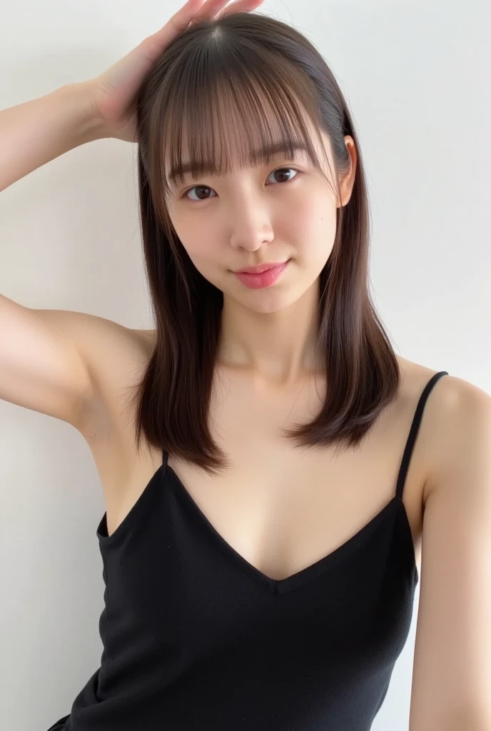masutepiece、Best Quality、Illustration、 ultra-detailliert、hight resolution、8K Wallpapers、Perfect dynamic composition,、Beautiful detailed eyes、Medium Hair、(Beautiful Large Breasts:1.3)、Natural Color Lip、Bold sexy poses、Smile、Harajuku、20 years girl、Cute、Sexy shot looking at camera、(top-quality: 1.3), (masterpiece: 1.3), (Super Detail: 1.3), (wall-paper, one girls: 1.1)、(Detailed hands and fingers:1.2)、(Detailed ultra-oily shiny skin:1.1)、oily shiny thighhigh、(Perfect beautiful black sleeveless high neck knit top:1.4)、Denim shorts、Brown hair、short-hair、bouncing hair、Beautiful sister、(a park:1.2)、(Beautiful Large Breasts:1.2) 、((lie on back)),Raising arms