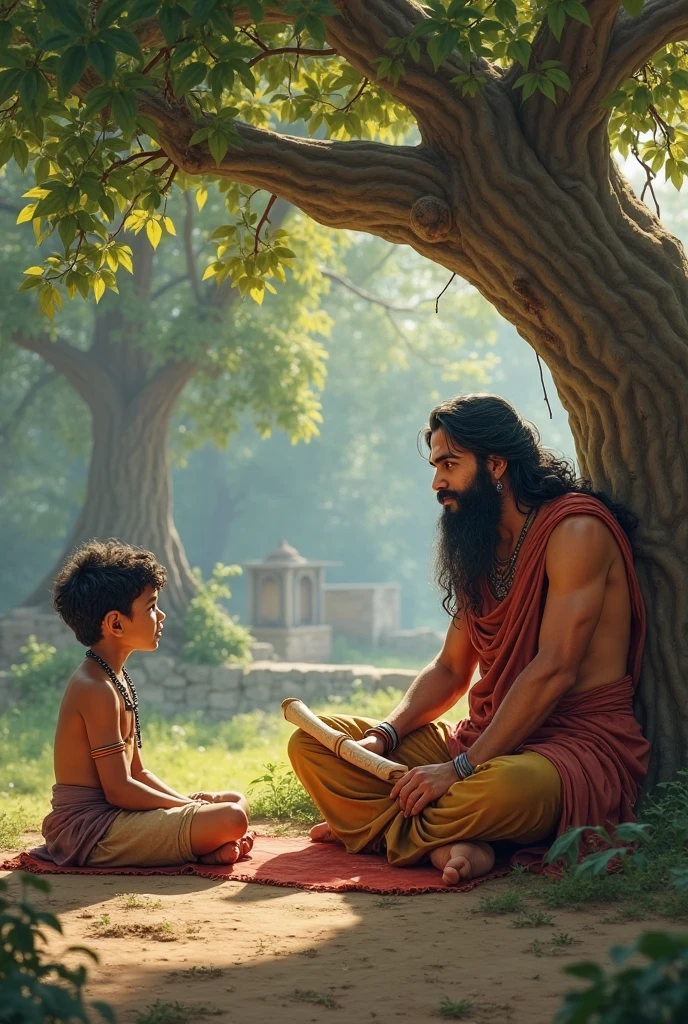 Create a Realistic High Quality image of LORD HANUMAN is depicted in meditation . Sitting on a Stone. A Realistic 18 year old boy Wearing Saffron T-shirt sprinkles flowers to HANUMAN and performs Pooja , Hanuman ji giving blessings to boy,Name "Piyush" is written on the Boy's T-shirt. The Background features "Happy Hanuman Jayanti" in the background. beautiful background view .