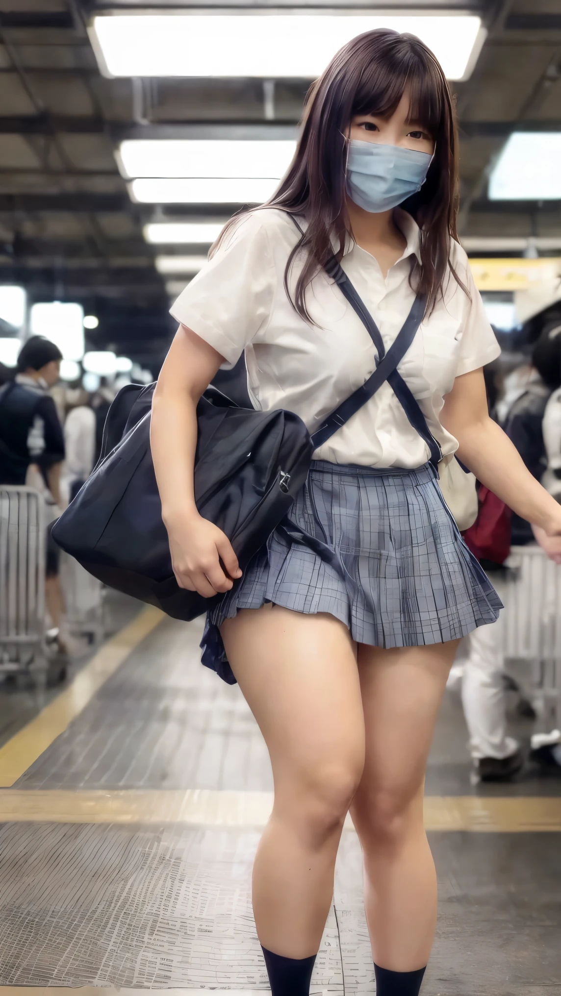 Very detailed、masterpiece、Highest quality、Ultra-high resolution、8K High Resolution、Photogenic transparency、Detailed eyes、Gradation、Perfect anatomical figure ,hard disk、Hmph , Nikon Z9 80mm Lens , Tabletop、Street in front of Tokyo Station、Standing model、shirt、(school uniform:1.5)、(((Skirts must be worn)))、(((Lift the hem of a skirt)))、Panty Focus、Too bright natural light、sunlight、(((While standing, She lifts her skirt to show her pussy to the camera.)))、(((Beautiful and white teeth)))、(((Raise your skirt higher and higher,Show your pussy to the camera)))、Ultra slim body、(Very large breasts:1.3)、Slim model body shape、Beautiful posture、Wearing a collar、Earrings、Earrings、((Navy Blue Skirt))、crowd、Erect nipples、ponytail,shaved pussy、In front of a crowd、navel piercing