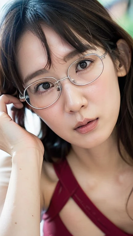 Mature Woman、cute、49 years old、blush、Embarrassed、Voluptuous、naked、Plump lips、reality、Realistic Skin、Embarrassing、On the mouth1Moles、naked体を晒す、Saggy、Ordinary Aunt、Glasses