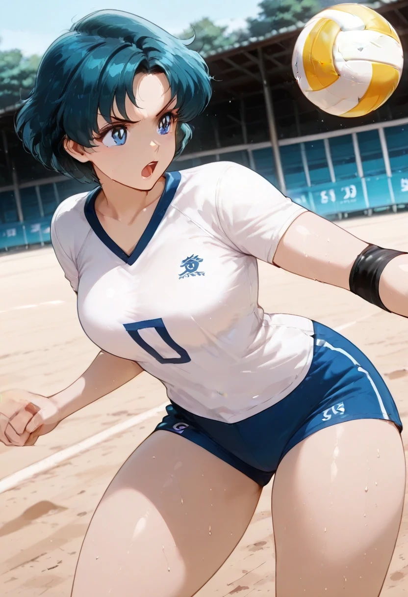 mastute piece,Best Quality,insanely detailed,8k cg,nsfw,
(shoot upper body:1.3),
(1girls:1.3),standing,looking at viewr,body in front,((both arms behind back:1.4)),(basketball wear:1.4),(bare breasts:1.4),break,
blush,shy,(ecstasy face),(trembling:1.2),break,(blue hair:1.4),
break,
perfect breasts,perfect teats,(open mouth:0.9),(large breasts:1.2),
(basketball court:1.1),