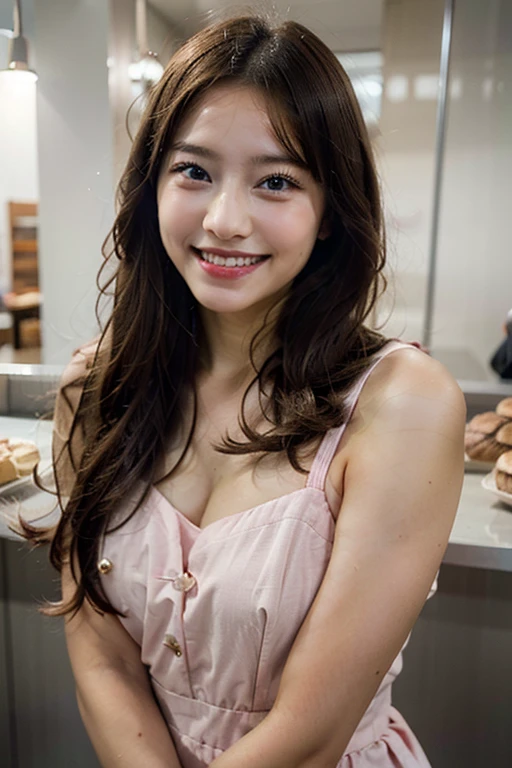 Beautiful asian woman, gorgeous face, clean skin, brown eyes, beautiful eyes, brown hair, fringe hair, thin brows, long hair, full lips, pink lips, upturned nose, thin nose, cute cheekbones, eyeliner, natural makeup, korean makeup, fit figure, small girl, curvy body, flirty look, cute smile, sexy cleavage, wearing a sexy dress, flower dress, eating ramen, ramen restaurant, korea background, flower on head, distracted, candid, front view, full body pic, best lighting, natural light, best quality, best colors, ultra realism, highly detailed, 4k