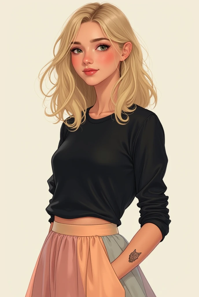 Generate me a realistic image of a lady wearing a light brown headphone