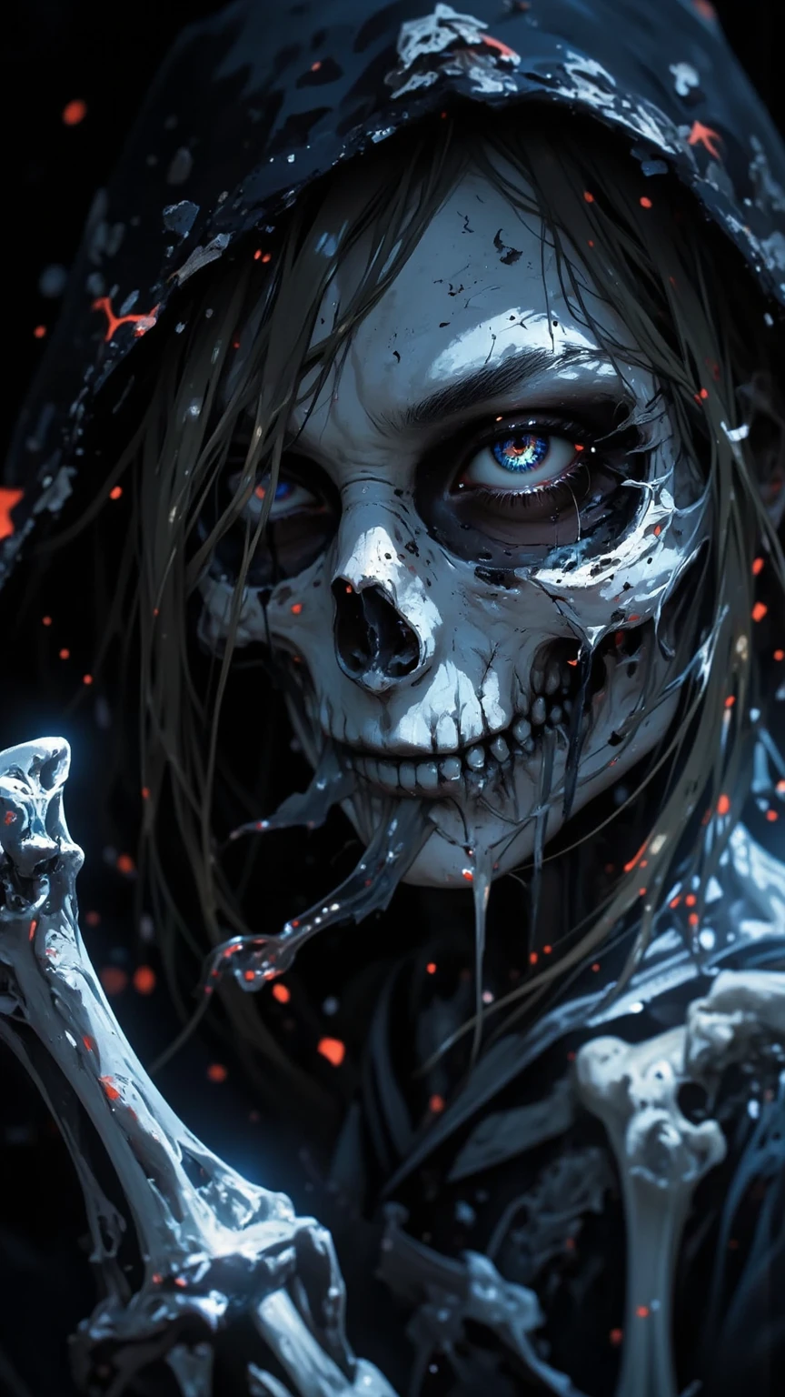 Bither said that the Entity would rape her repeatedly, sometimes multiple times in a night. She said that it would hold her down and pin her, and that she would feel a cold, slimy substance on her body. She said that the Entity would also leave her with bruises and scratches. ., horror and scary look dark night color .