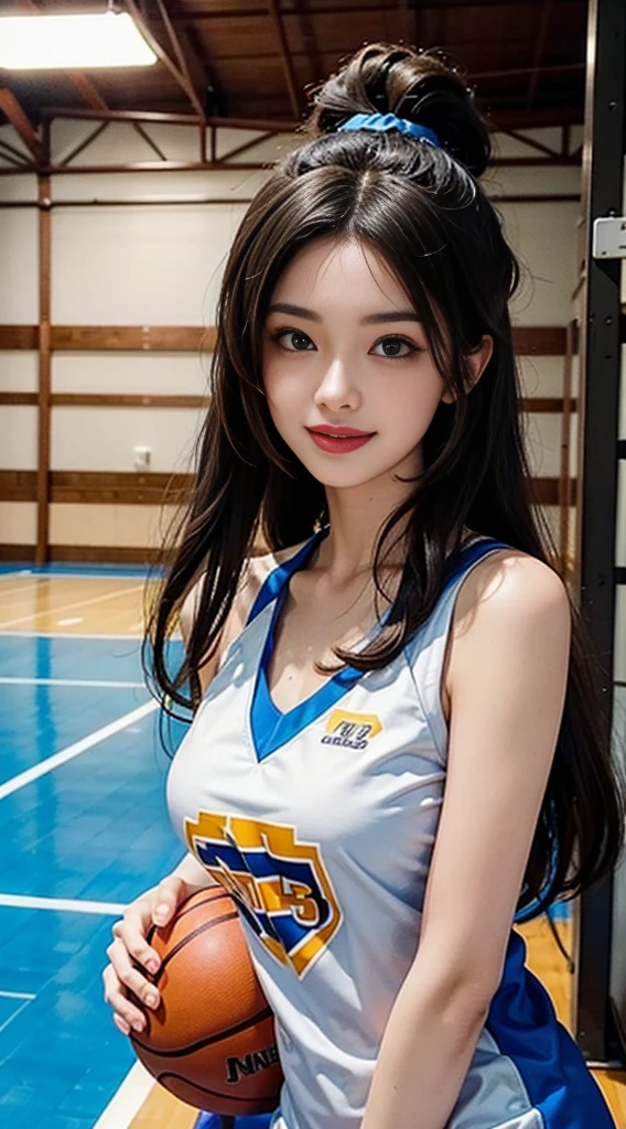 dressed、(フォトgenuine:1.4)、(surgenuine:1.4)、(genuine:1.3)、
(smoother lighting:1.05)、(映画の照明Improvement of quality:0.9)、32K、
1 girl、20 year old girl、genuineな照明、with backlight、facial light、ray tracing、(bright light:1.2)、(Improvement of quality:1.4)、
(最高品質のgenuineな質感の肌)、fine eyes、detailed face、
(tired, sleepy and satisfied:0.0)、basketball uniform:1.3、
(Improve the atmosphere of the body line:1.1)、Glossy skin、actress、korean idol、Nogizaka Idol、fiery idol pose、Beautiful actress、A neat and clean woman、smile、long legs、