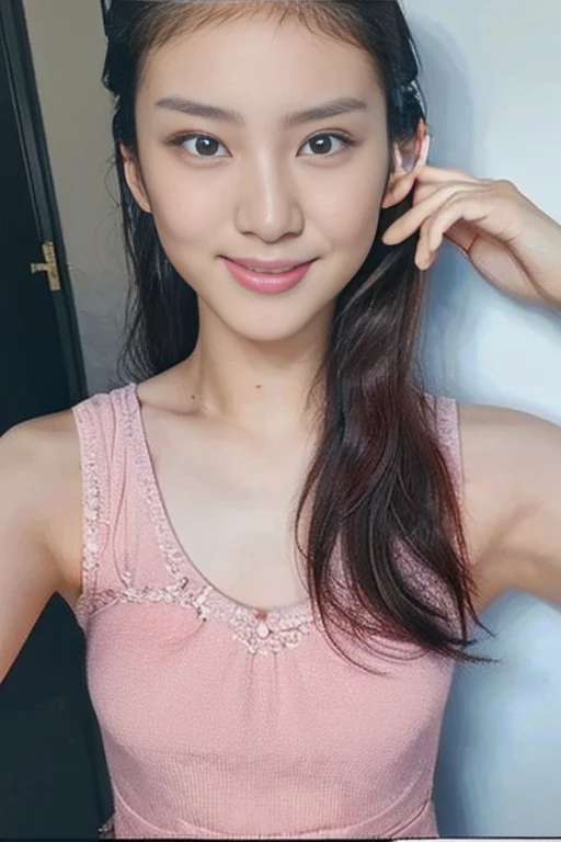 25 years Old woman, Naked, beauty face, thin, Updo hair style, medium breast