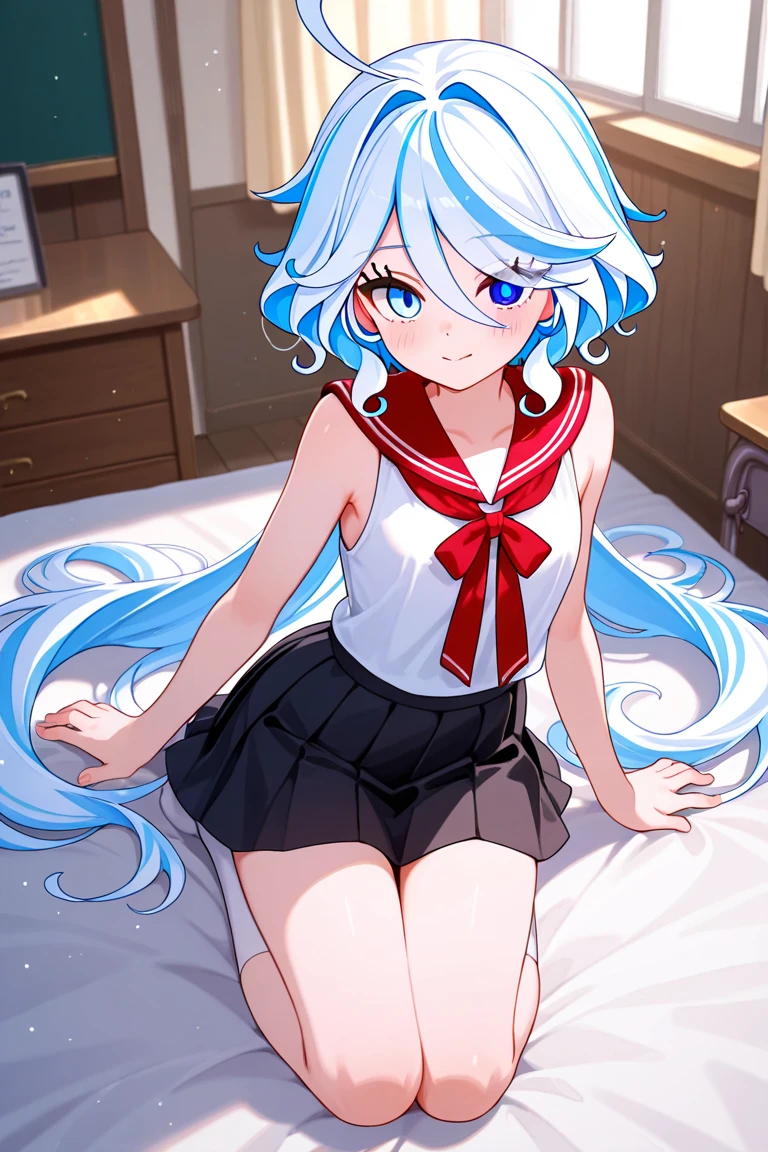 Light blue Long Hair In addition Magical girl Sailor leotard beautiful girl thin Embarrassing blush erotic Sexual action Long Hair in addition Magical girl beautiful girl ejaculation On the bed Rape Sexual Assault Sex