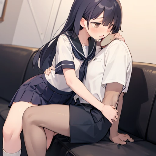 Beautiful breasts, Black Hair, Brown eyes, Wavy medium hair, bangs, blush, bright,Orgasm Facial , round 1, rock, 14-year-old, Droopy eyes, ((bedroom)), Top View,School wear,White shirt,Navy Skirt,((Open clothes)),(Take off),Sweat,how,(1 boy),(penis),(1 boy and 1 girl having sex),(nsfw), doggystyle,sex from behind, facing viewer, (1 boy:1.4)