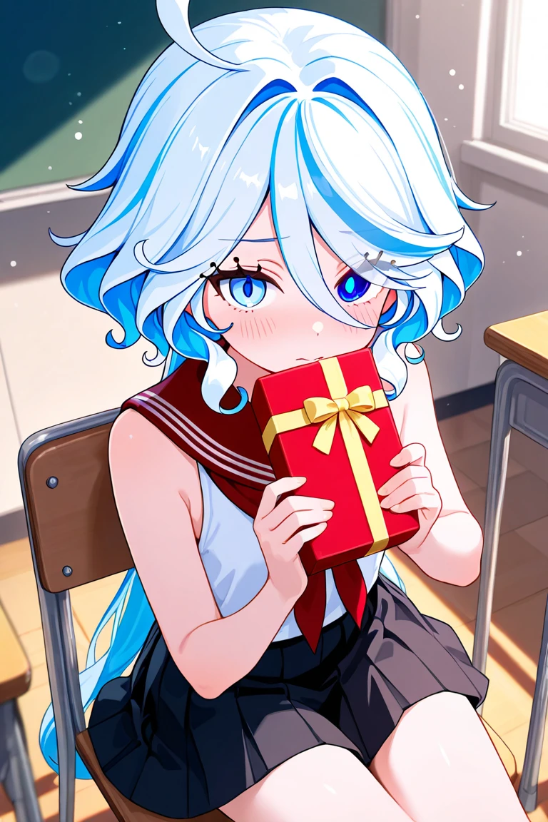 1girl opening gift box, (happy crying , eye closed, tears,) , full of love
parted lips, long hair, twintails, hair between eyes, looking at viewer, bangs, aqua hair, turtleneck, glasses