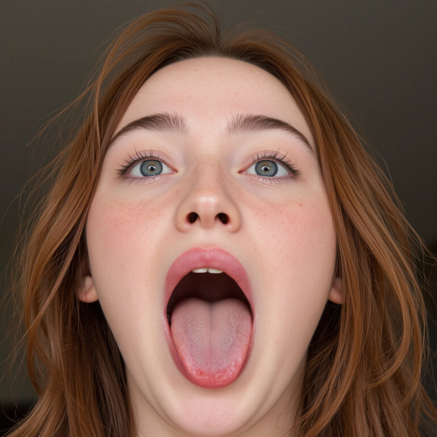 with tongue out and eyes crossed, live action