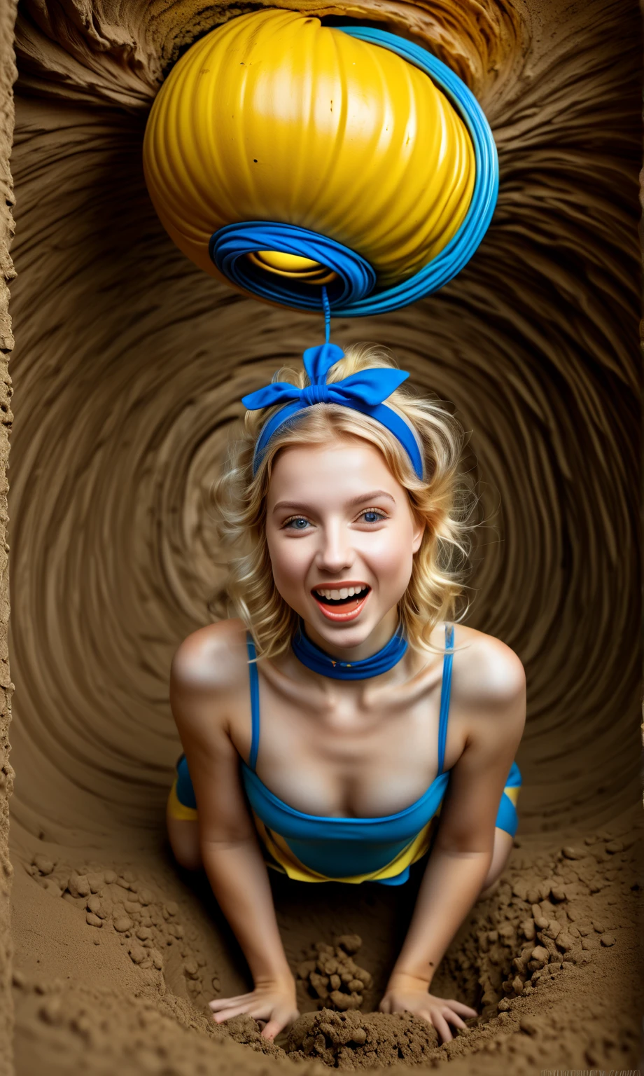blonde girl child neon ball in hands.