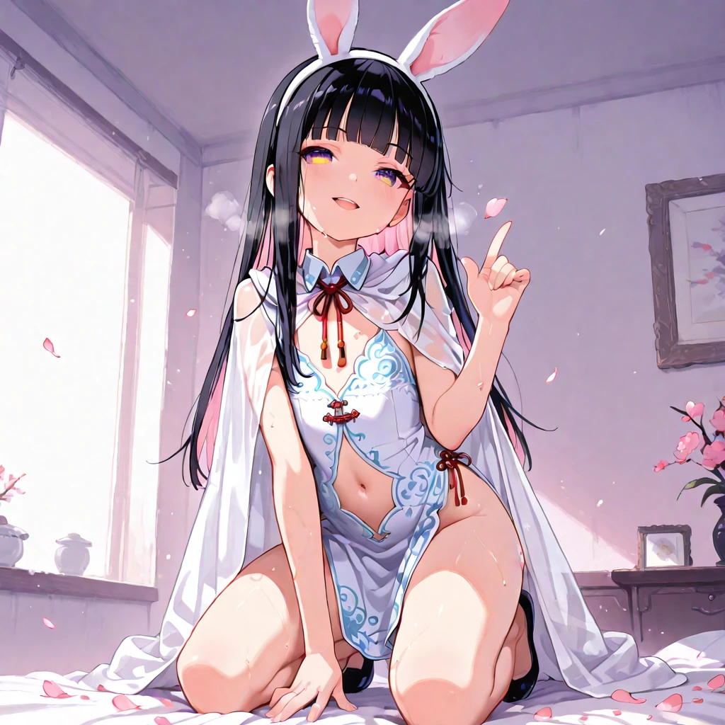Two-dimensional,Sex uniforms,Bunny Girl,black silk stocking,largebreasts,on a bed --auto