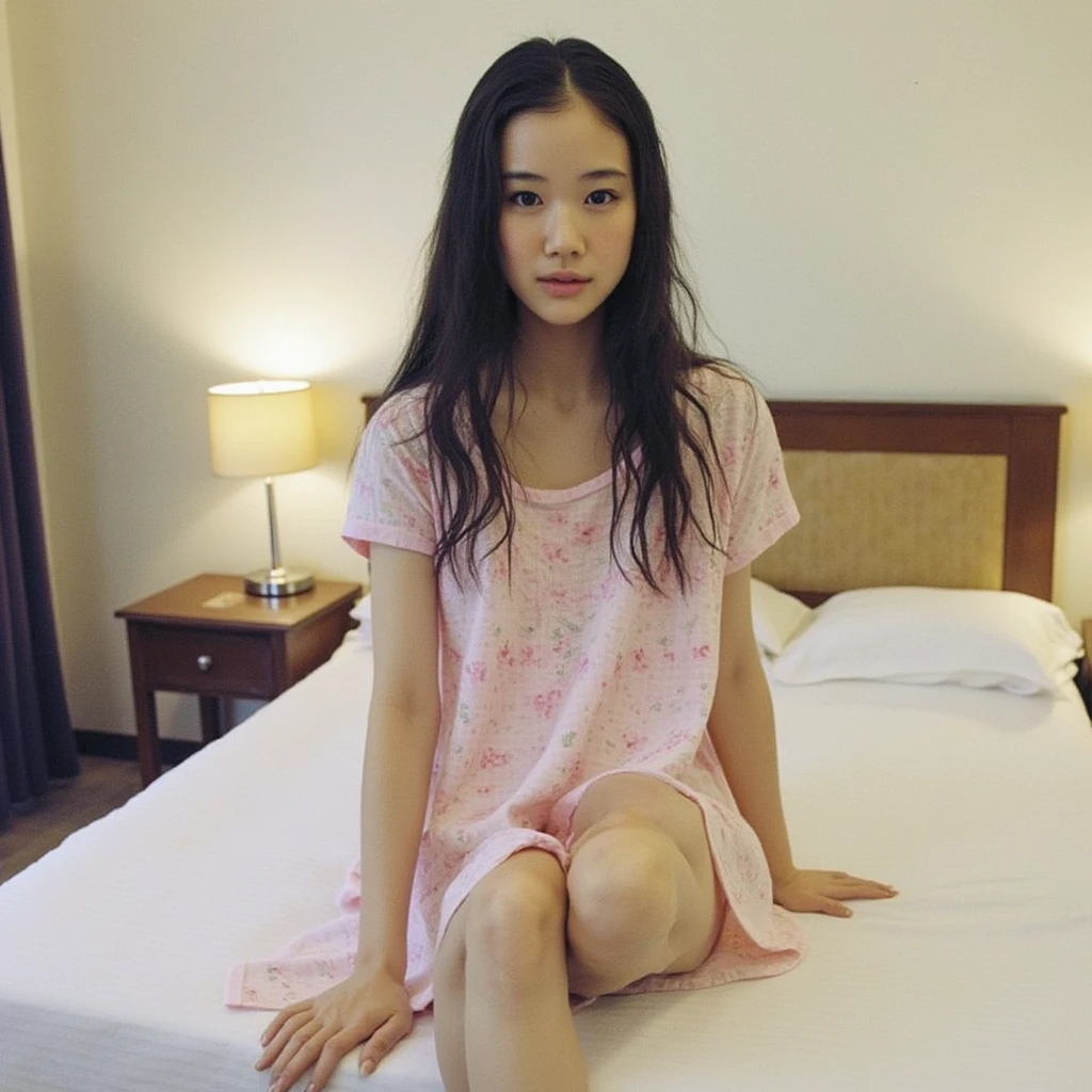 (((CUTE MALAY GIRL))), masterpiece, High quality, UHD 32K, Realistic face, Realistic skin human feeling , A Japanese Lady, 8 years old, ((layered hair with pony)), Very cute and baby-like face, (MATRIX WORLD), ((SADNESS)), (((WHITE))), (((CUTE GIRL))), ((NUDE, NAKED , VAGINA)) SATIN FLORAL PATTERN, straddle in bed, perfect fullbody, Red Lips, earing, ((REALISTIC SKIN HUMAN))