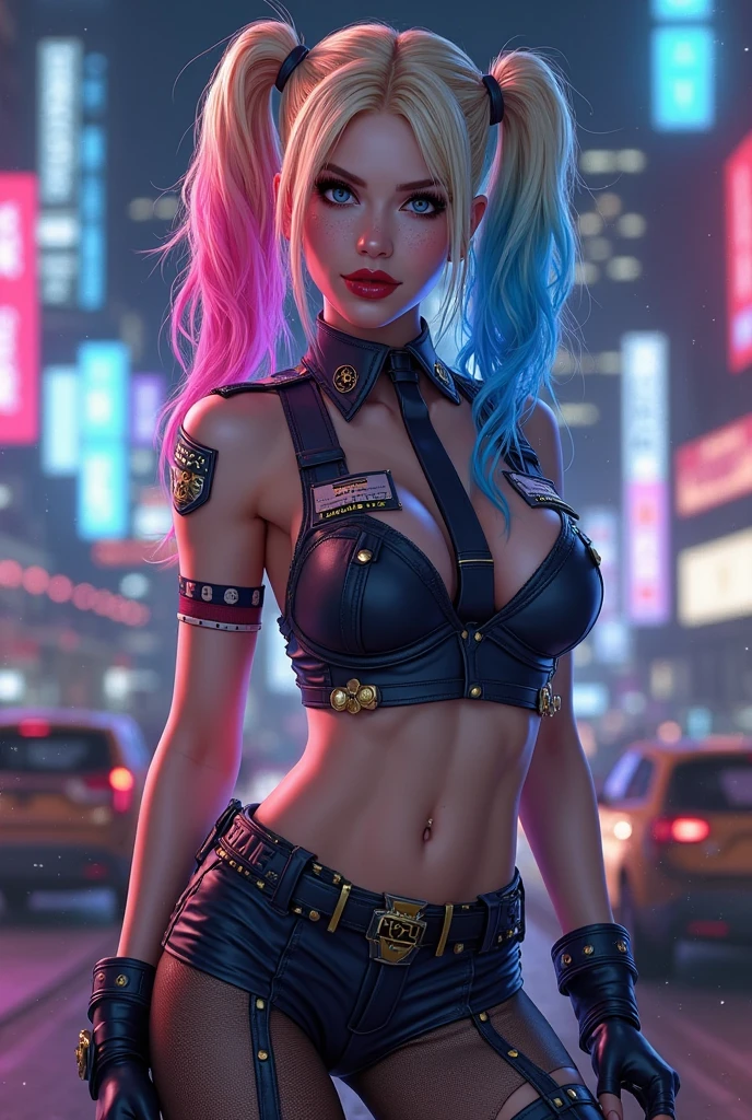 ((Josan Gonzalez's cyberpunk art technique)), (Art inspired by Charles Lavesso's technique), ((Best masterpiece in the world)), art rich in colors, ((Realism)), (Brazilian woman), ( extremely beautiful girl: 1.2), mature and sexy woman, (full body), (half-naked girl), sexy pose, (clear face), (one eye is bionic), (ponytail with variations), shaved and braided hair side, hair, blonde, black, red, strand of random color, perfect body, slightly open mouth, symmetrical eyes, seductive look, beautiful eyes, ultra detailed and shiny, perfect hands with 4 fingers and a thumb, full and medium rounded buttocks and on the side, the Brazilian's trendy ass, small and round breasts, and prominent areolas), (barely visible pubic hair), navel piercing, tattoos on the body, Irezumi style tattoo, thin waist, tanned skin, bikini lines on tanned skin, metehumam skin, hyper detailed skin with visible pores, small discolored body hair, bionic, leggings, (transparent crystal plastic top: 1.2), (transparent plastic bag), (transparent crystal plastic fabric), wet with sweat, (see through fabric) ), Cyber Punk style jacket, high heel shoes, Cyber Punk night city, extremely detailed night background: 1.4)), cyber punk walking npcs, parked sports bikes, (billboards: 1.2), glass cover, disco, alley , beach, landscape, neon, wet floor, glow effect, (8k resolution: 1.2), (Canon EOS R6), Artstation trend, Lumen[, sharp, Unreal 5, photorealistic art, Ray Tracing, (High Dynamic Range 10 plus), surrealism, shadow, stereogram, Lens Flare light, (hyper-realistic light and shadow: 1.2);