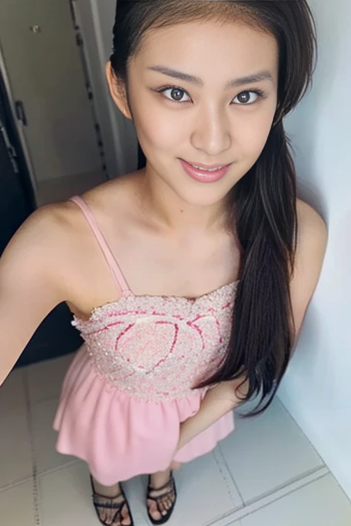 (CG 8k wallpaper extremely detailed, masutepiece, Best Quality, Ultra-detailed), (better lighting, better shadows, Extremely delicate and beautiful), floating, High color saturation, Dynamic Angle, ((1girl in)), Gorgeous, Ning Guang(Orchid Evening Dresses) Blonde hair, Black eyes, Very long hair, Hair Ornament, Bangs、With smiling eyes、masterpiece, top-quality, The ultra -The high-definition, hight resolution