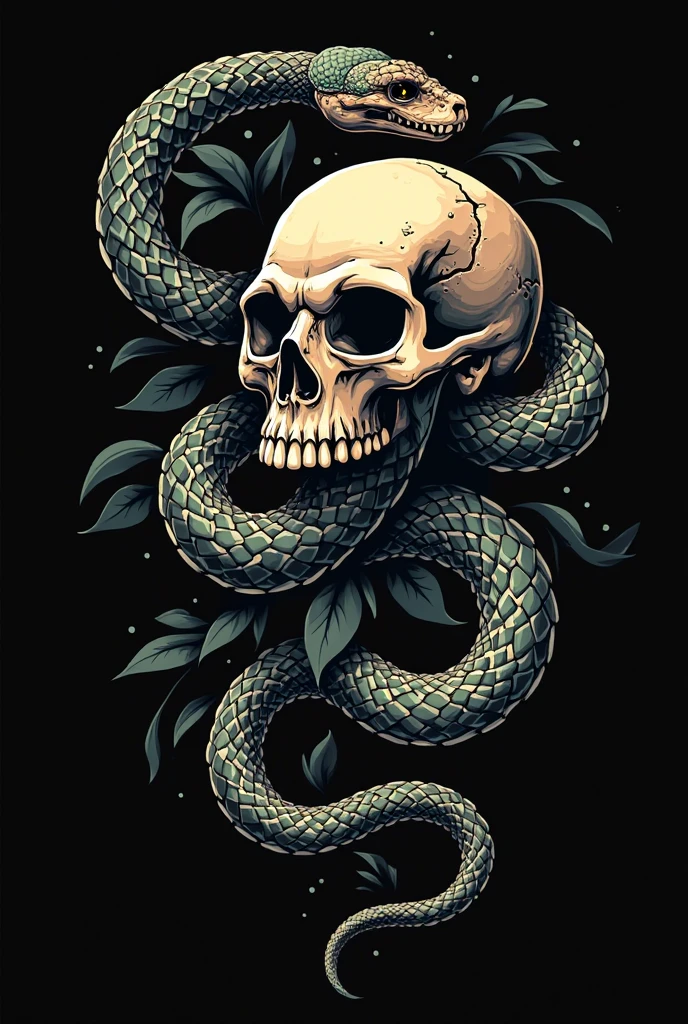 Draw my graphic tattoo design with these emojis "💀🌻🐍🕸👑"
