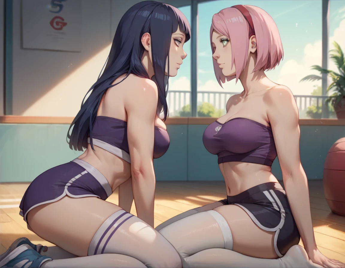 Two women having fun in a gymnasium、Obscene 1,2、Perverted act 1,2、NSFW:1,2、Lesbian Mika:1,2、Grabbing each other's buttocks、the kiss、Saliva、tongue、red blush、micro bikini、tre anatomically correct