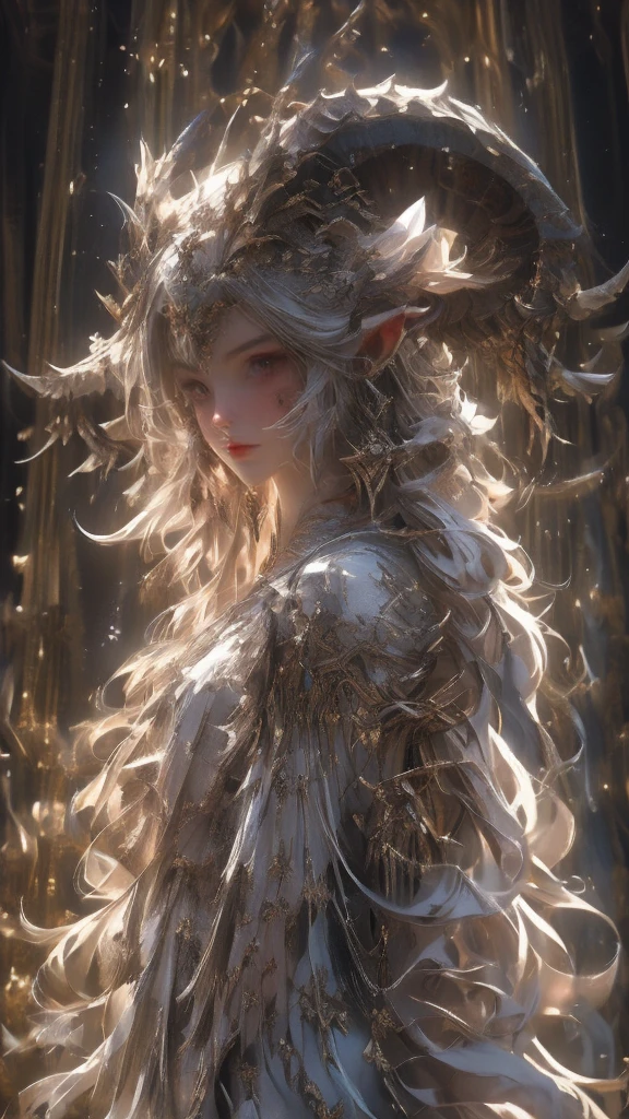 A masterpiece-level CG artwork with a fresh and soft painting style. The subject is a fairy beautiful girl unicorn, (centaur), (female), with a white unicorn on the forehead, golden eyes with smooth and fair skin, trimmed white clothes patting in the wind, long white hair hanging, looking up at the sky is extremely graceful, hair flutters in the wind, and the side braids are elegant and charming. The unique composition of the upper body of the picture highlights the exquisite beauty of the beautiful girl, with endless charm in simplicity. --auto --s2