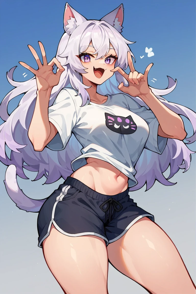 a cute adult male with wolf ears, long white hair, long locks, has a wolf tail, wearing a loose cropped oversized black hoodie, wearing a pair of denim short shorts and fishnet stockings, thick thighs, wide hips, relaxing on mound of fluffy multi colored kawaii plushies, short, very slim, showing slender tummy, heart on hoodie, squishy thighs, has glowing blue eyes. alone, solo (ALONE)(SOLO), surrounded by rainbows, colorful galaxy backround, turned around, shot from the back, big juicy butt, has a wedgie, in a breeding pose