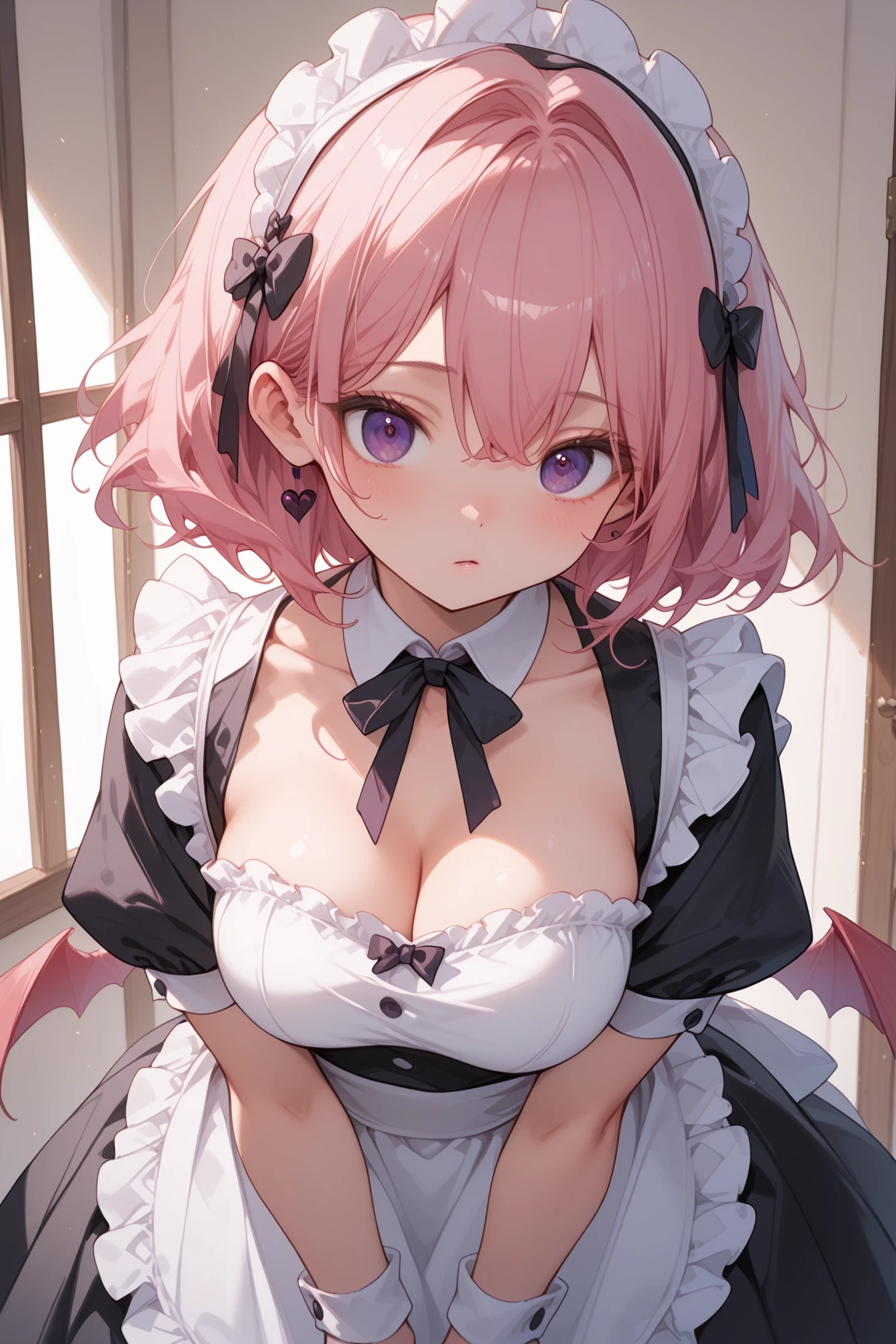 NSFW,7-year-old girl、dirndls、Wearing a collar、Very beautiful and Shining Eyes、Shining Eyes、1 girl、Large Breasts、Big Mouth、high school girl、Cat ear、Transparent pink short hair、