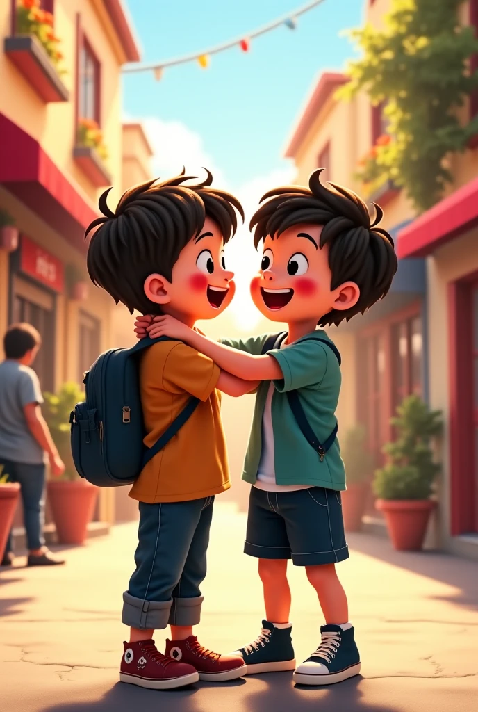 Two boys talking in envy