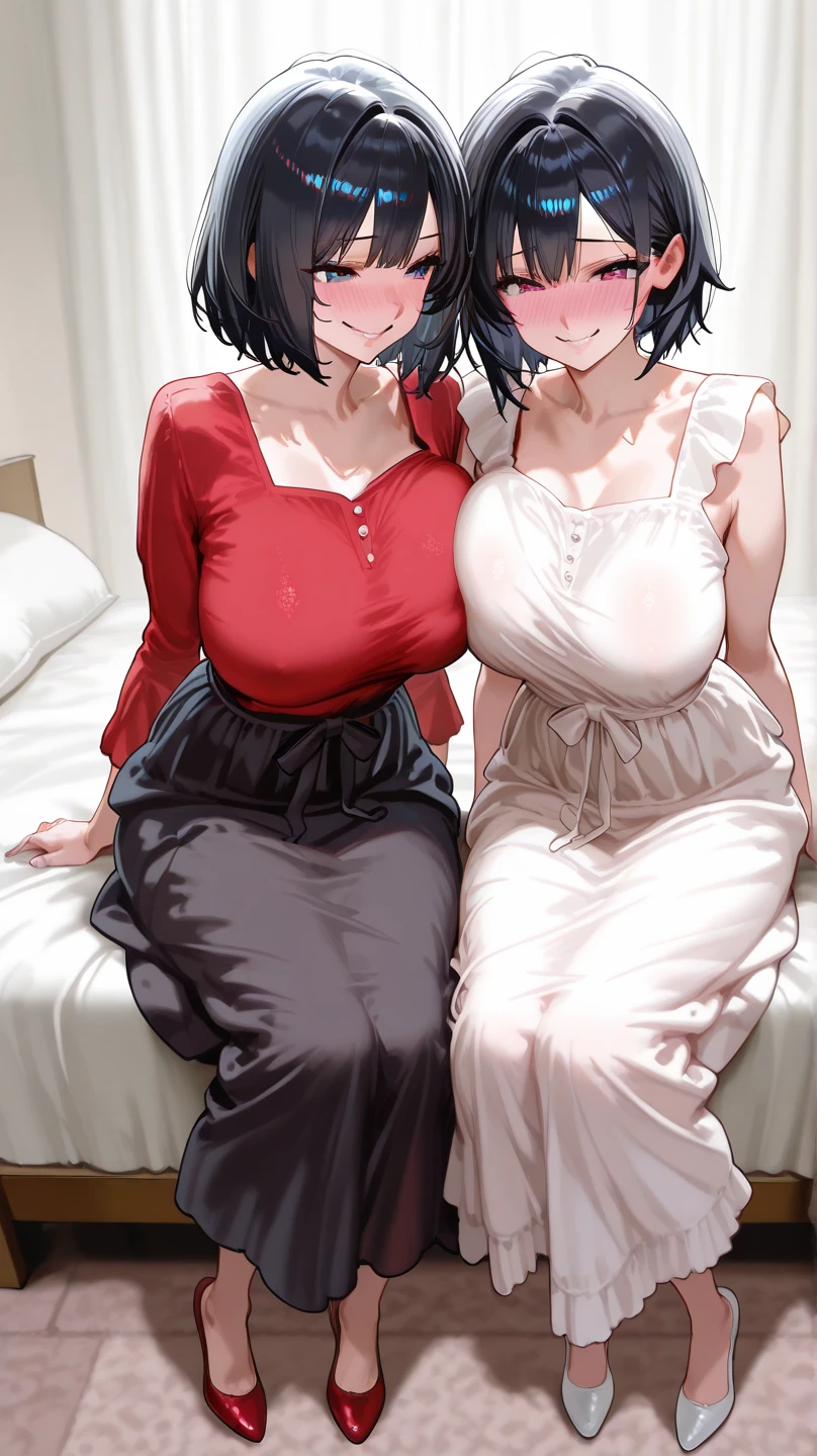 masterpiece, absurdres, hinata\(boruto\), 1girl, solo,mature female, sleep wear, looking at viewer, (falling petals), perfect composition, detailed lips, huge large giant breast, beautiful face, body propotion, blush, (pink lips), long hair,  purple eyes,  soft gaze,  super realistic, detailed, realistic face and body, sweat body, hand grabing breast, bed room, shy face, smiling. thick body, bbw