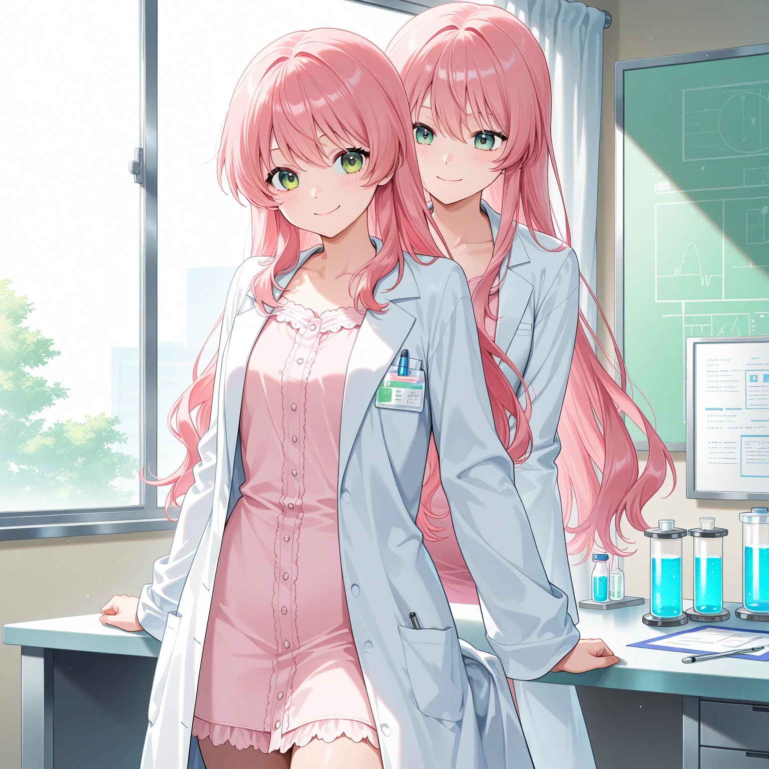 (Best Quality, masutepiece: 1.1), 1 girl、Anime character wearing a white lab coat, Smooth Anime CG Art, with white coat, wearing a white hospital gown, wearing lab coat and a blouse, With a stethoscope, doctor, makoto shinka, wearing lab coat, (doctor), By Shinkai Makoto. a digital rendering, stethoscope!, photorealistic anime girl render、huge-breasted、bbw