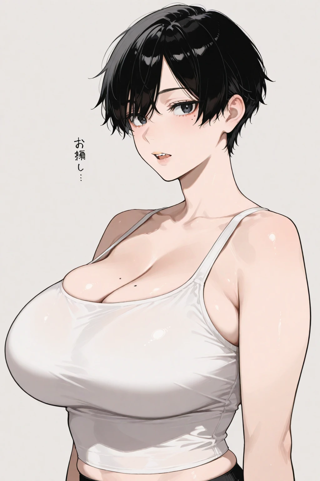 Huge breasts、blush、Sweat、In the heat、, Defshamia, short hair,
{Highest quality}, {so beautiful}, {Very detailed}, {Best illustrations},Life、slim:1.5、White camisole dress(tight)、Are standing