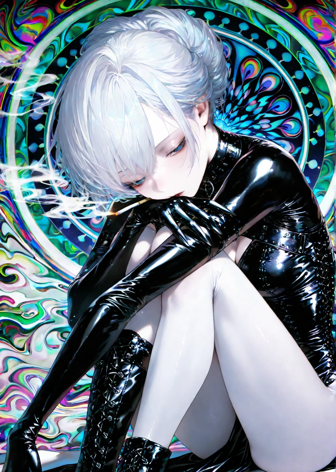 Kaneki Ken in a moment of introspection, remembering his mother's kindness with a soft, melancholic expression. The scene is filled with a soft glow, representing his bittersweet memories