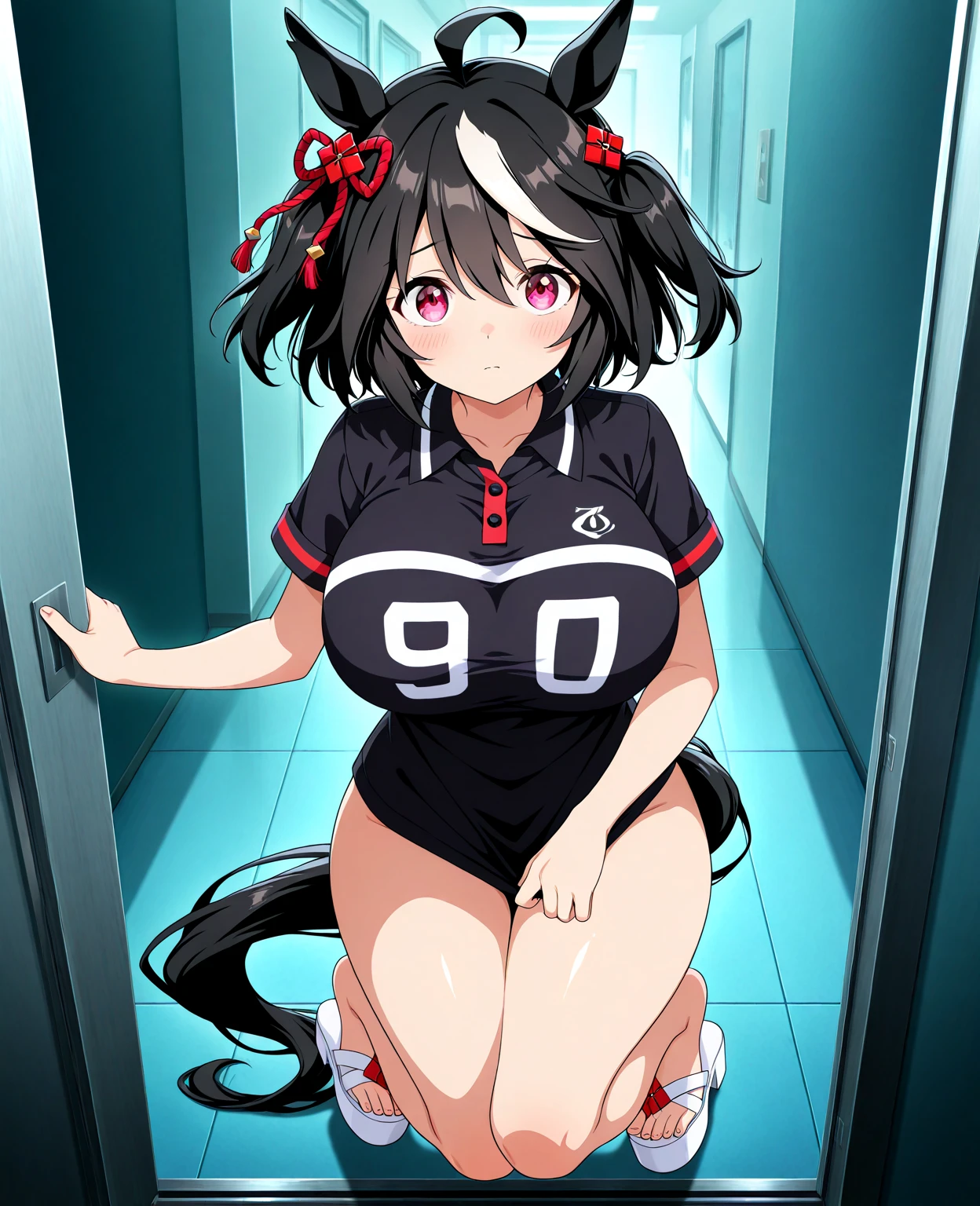 1 female, clothing: black bodycon,medium breasts、 short black tight dress, (((brown eyes))), purple hair, medium hair, laughter, cross necklace, expensive, because I&#39;thin, (nffsw), (((misato katsuragi))), nerve、Operation control room, (((Front view))), looking at the viewer, perfectly detailed face, fully detailed hands and fingers, Masterpiece 1.1, Trends on ArtStation, pixiv quality, (((Fine art:jaw))), intricately detailed, ultra graphics, software version, (((mature 1.1))), clothing: jacker, red jacket, symmetrical face、spread your legs, panty shot, dig into underwear, (from below:1.5), panty shot, realistic skin, shiny skin, shiny skin, sweaty feet, skirt up, white panties, highly detailed face, perfect sentence, Detailed CG, (perfect hands, perfect anatomy), (embarrassed look:1.5),