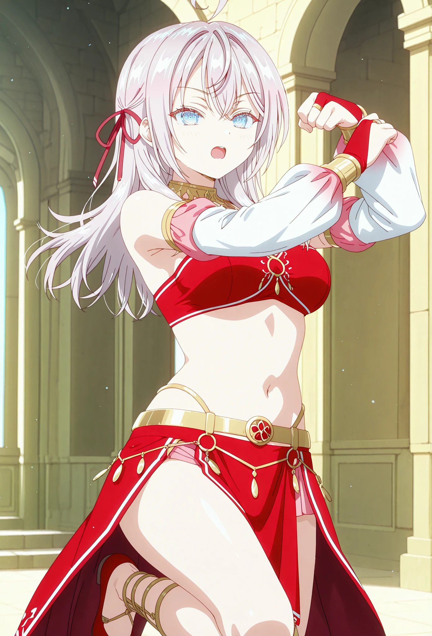 魔弾の王とSenki, Eleonora Virtalia, silver hair, red eyes, long sword, Senki, confident, girl, belly button, big breasts, femdom, bullying, Blood on the body, Blood on the armor, Blood on the belly button, Blood on the stomach, Blood on the breasts, provocation, tall, long sword, slashing sword, splashing blood, tall, belly buttonに血 ,Blood in the stomach, gun, knife, sword, war, underwear, kill, Behead, shot from below, sensual, Blood on the breasts, smile, killing miscellaneous soldiers
