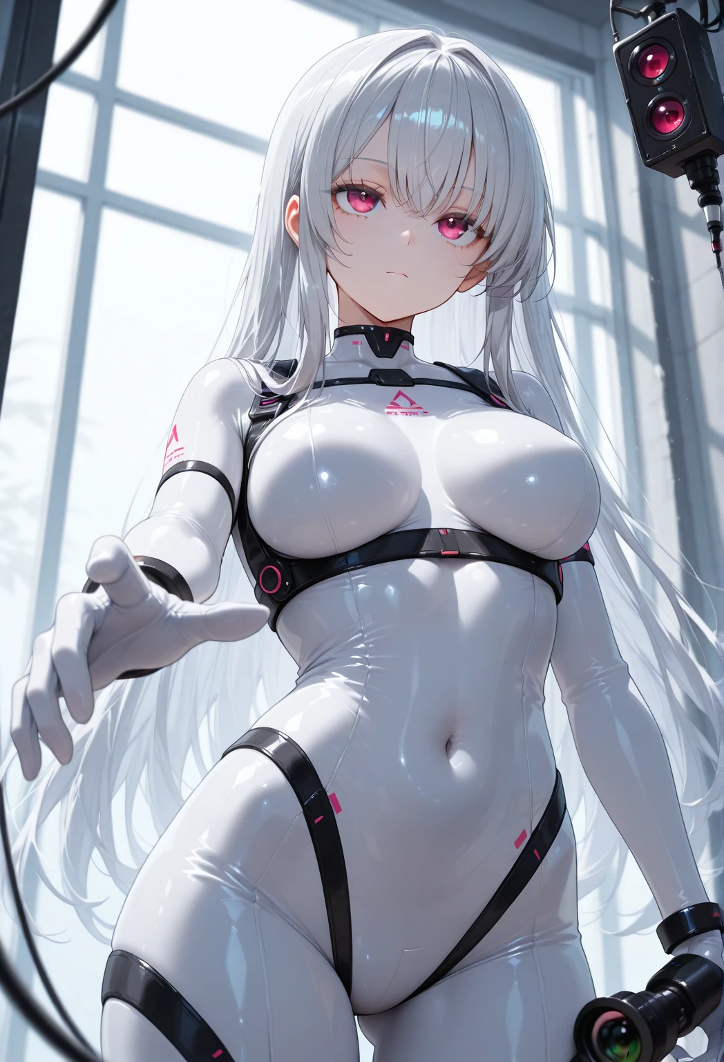 nsfw, ((best qualtiy)), ((tmasterpiece)), (the detail:1.4),Official art, unity 8k wallpaper, ultra detailed, beautiful, masterpiece, best quality, RAW, masterpiece, super fine photo,ULTRA-SHARP, best quality, super high Resolution, photorealistic, sunlight, full body portrait, stunningly beautiful,dynamic pose, delicate face, she is wearing mechanical futuristic white see-through combat BODYSUIT with belt bondage,abdomen,nipples,glasses,she is looking viewer,straddling,Kneeling,lean on back,Highly detailed night-city background, detailed face, detailed complex busy background, high detailed skin, realistic skin details, visible pores, sharp focus, volumetric fog, 8k uhd, dslr camera, High quality, film grain, fair skin, photorealism,sprawling metropolis in a futuristic,hashful FACe