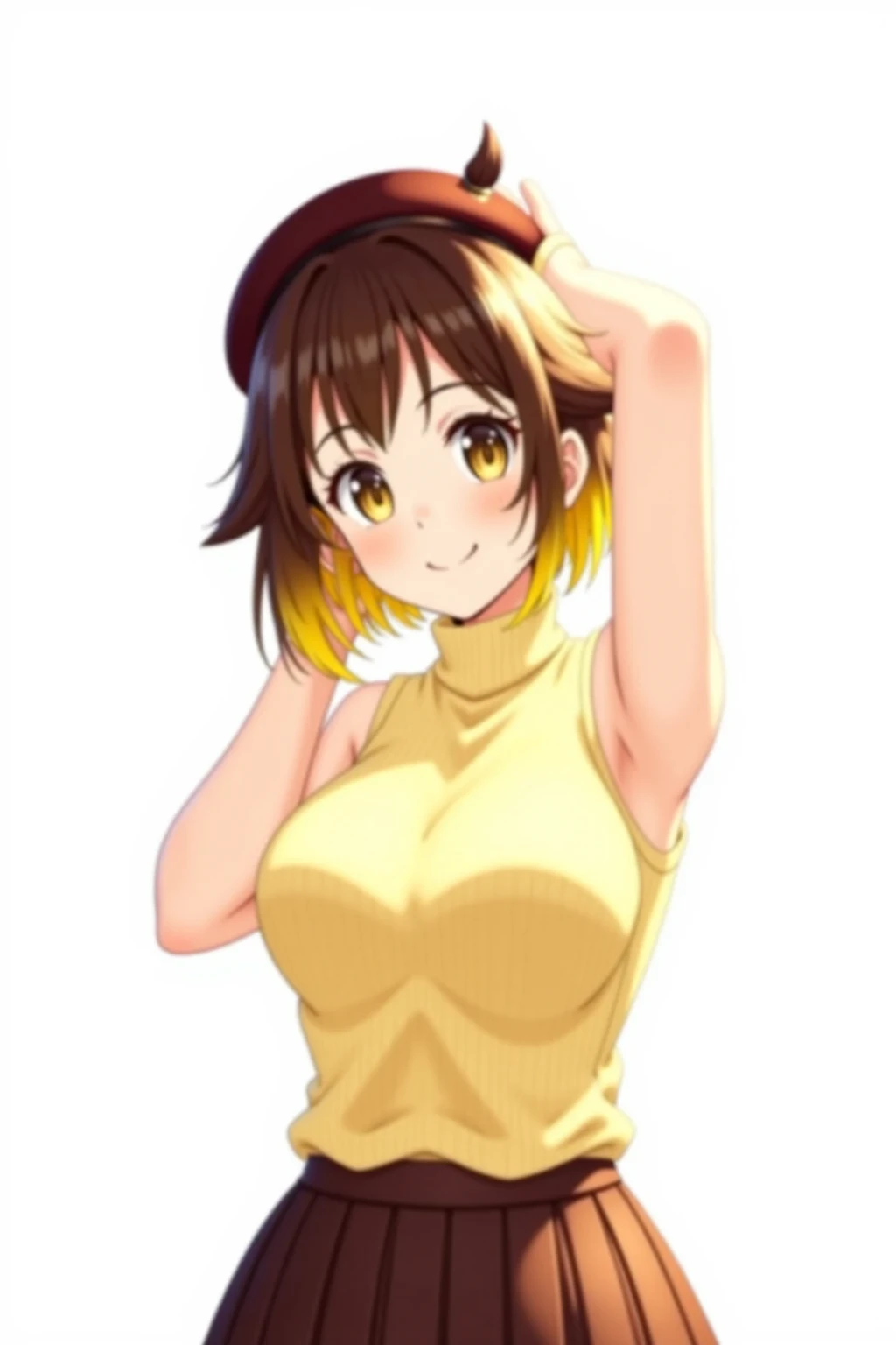 masterpiece, best quality, 1girl, solo, suzumiya haruhi, brown hair, hair ribbon, short hair, medium breasts, <lora:suzumiya_haruhi_v1:0.5>, mature female