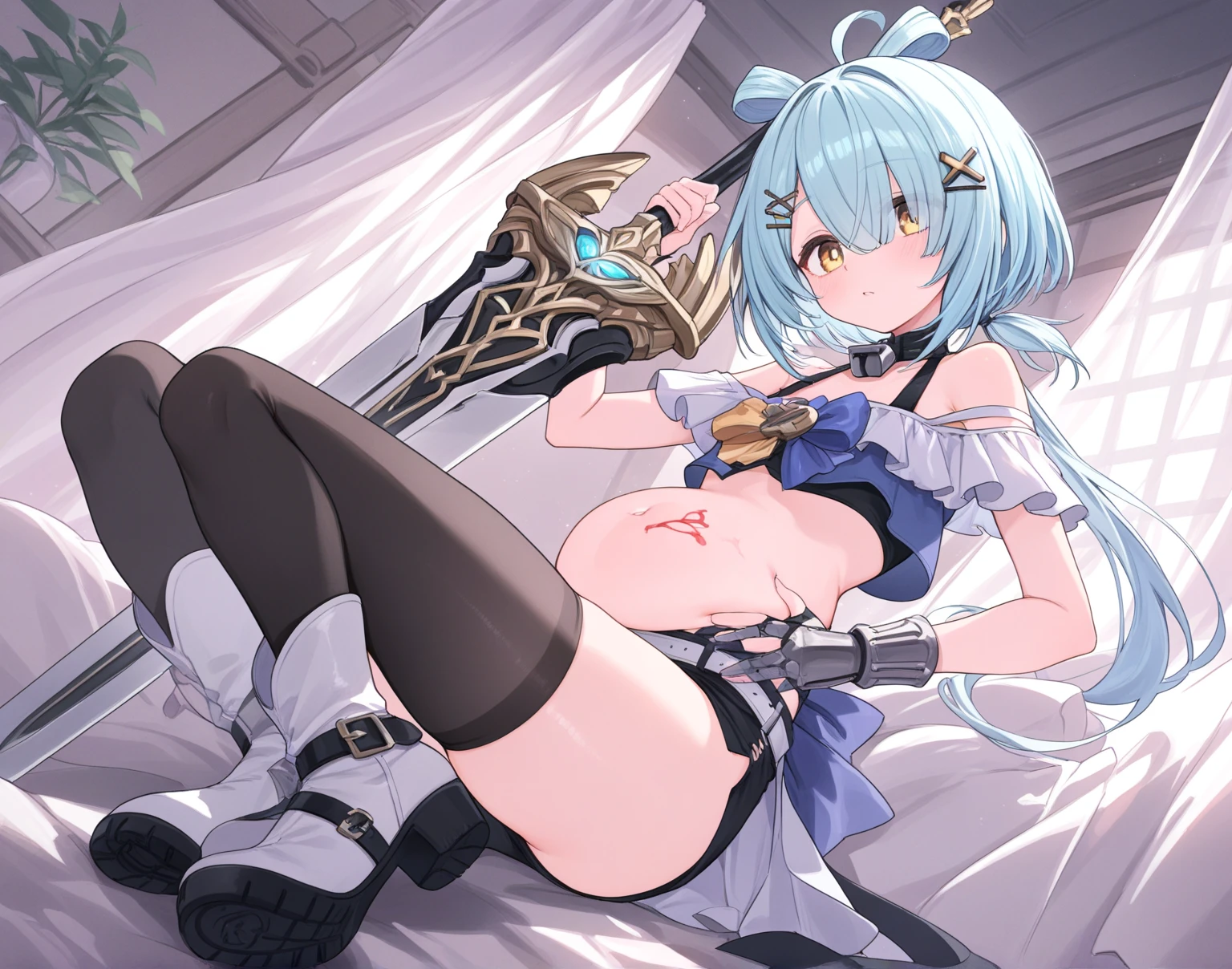(((masterpiece, Highest quality, High resolution, 超High resolution, Pixel perfect, Depth of written boundary, 4K, RTTX 10.0, High resolution))Clothes,Horn,Small breasts,blush,Climax,Crying face(((Having sex),(((Creampie))