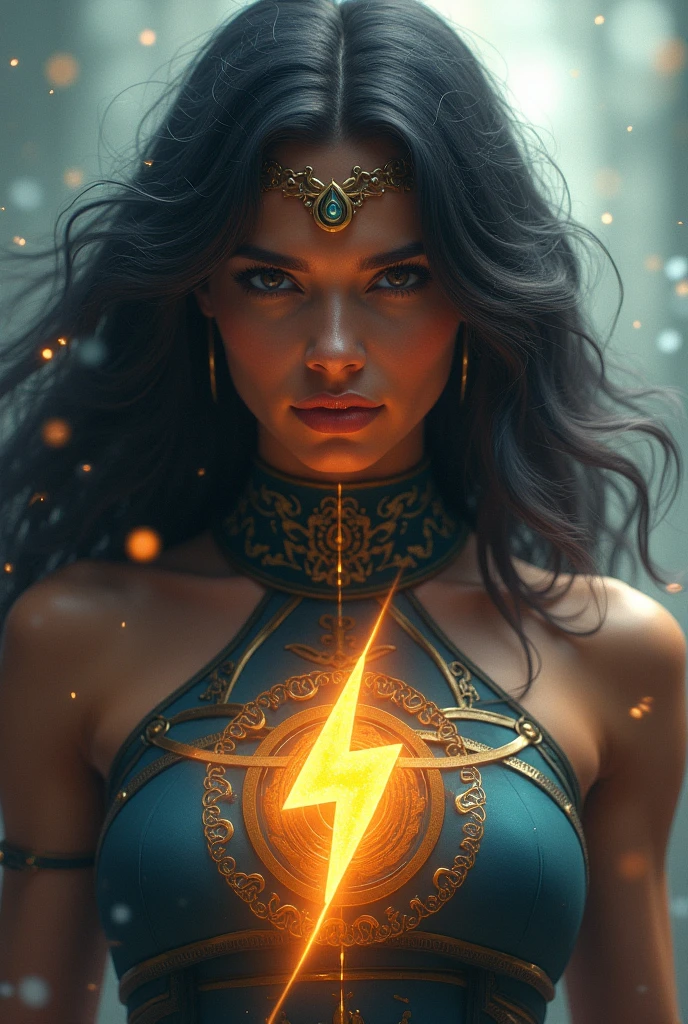 Colorful UHD Photo high resolution Stunningly beautiful woman black Celtic goddess with gorgeous detailed eyes, in a beautiful galactic cosmic sunset scenery, The color palette is a captivating blend of colors, creating a striking contrast that instantly captures the imagination. The character portrayed possesses an irresistible charisma, their presence enhancing the overall allure of this artwork. Displaying impeccable quality, this visually stunning image evokes a sense of wonder and captivates the viewer's imagination, unreal engine 5