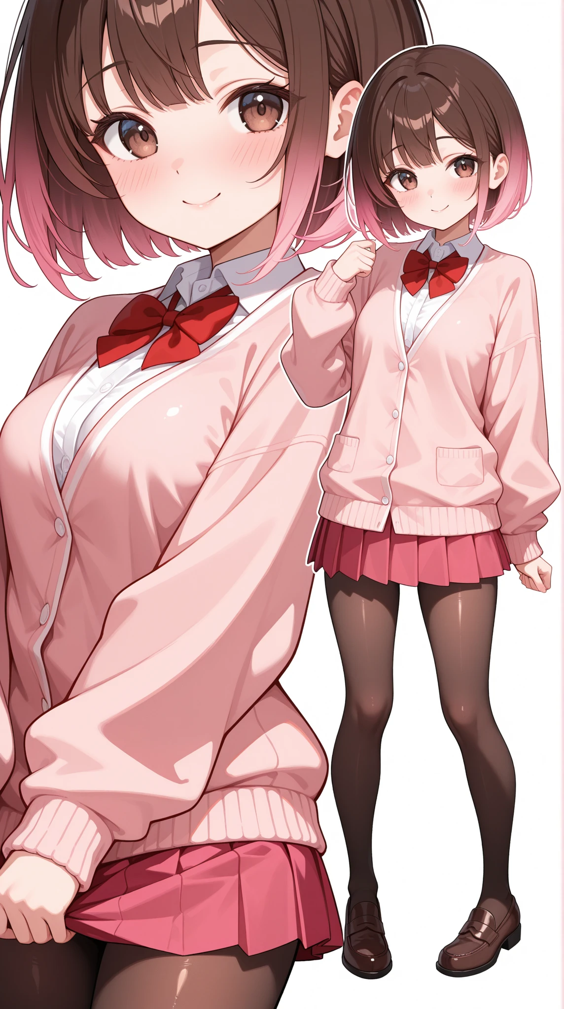 ( dakimakura, girls, ), takashi, ((masterpiece)), 1girl, (mash_kyrielight, pink hair, purple eyes, hair over one eye, collared dress, red necktie, (gray hoodie), hood down),